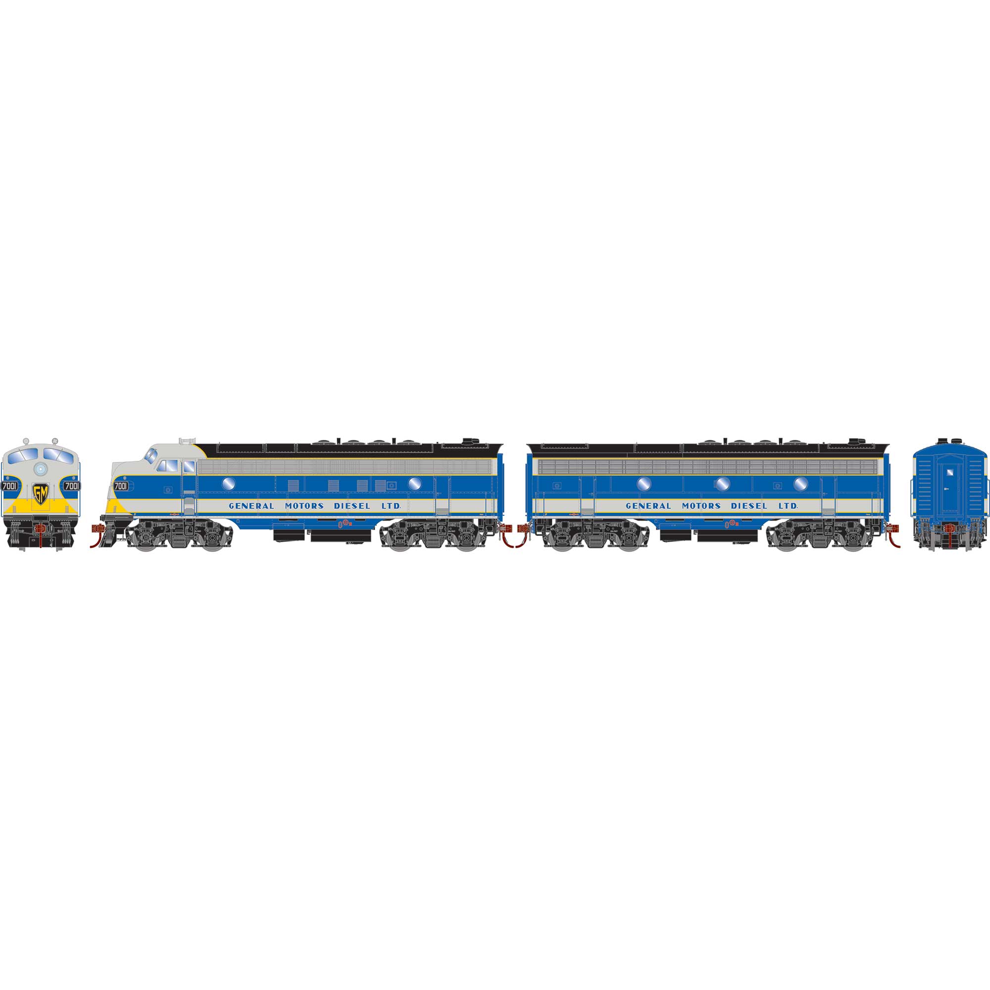 HO FP7/F7B Locomotive with DCC & Sound, EMD Demo #7001/7002