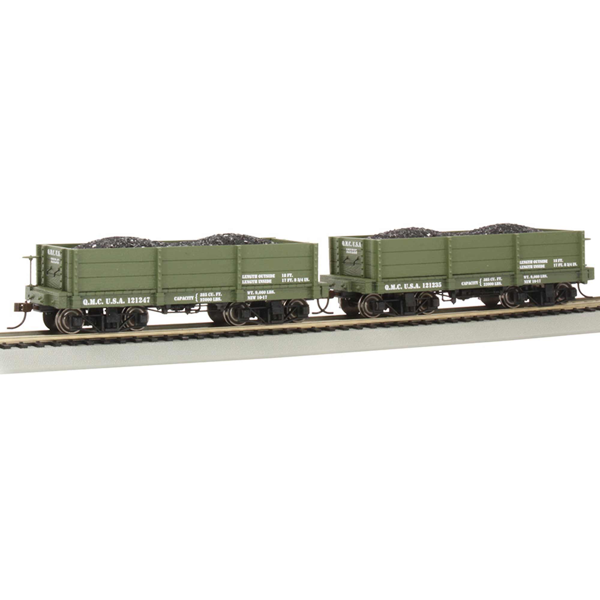 O SP On30 18′ LowSide Gon US Quartermaster #121235 & 121247, Green