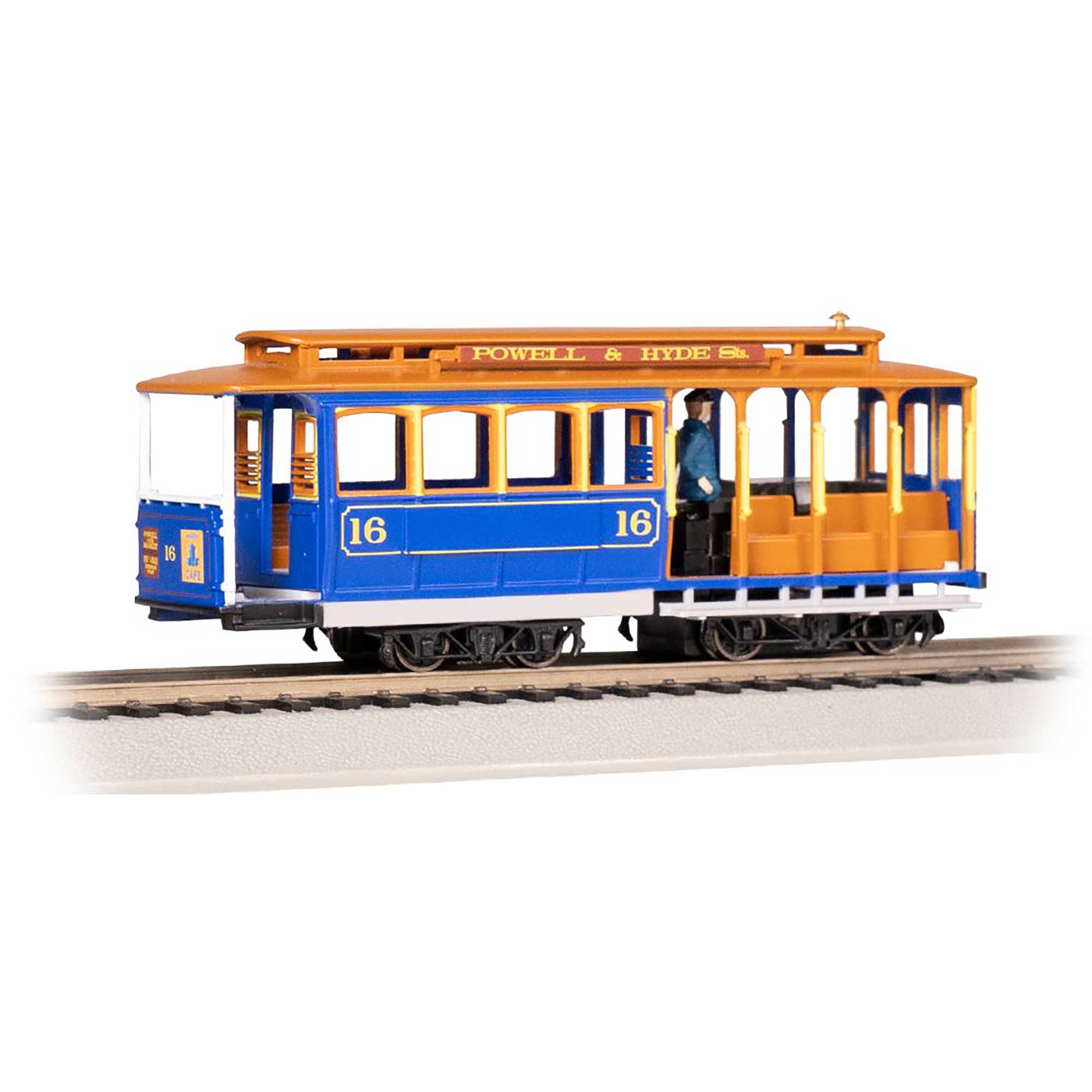 HO CABLE CAR BLUE & TAN #16