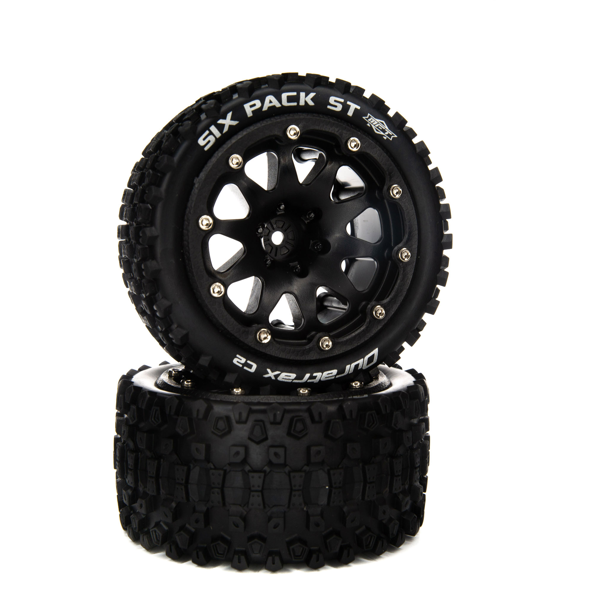 Six Pack ST Belted 2.8″ Mounted Front/Rear Tires, 14mm Black (2)