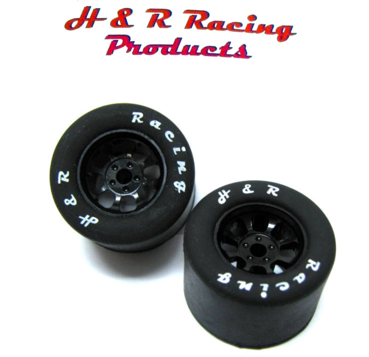 H&R Racing HR1111 Rear Rubber Tire 27×18 NASCAR Black Wheel 1/24 Slot Car