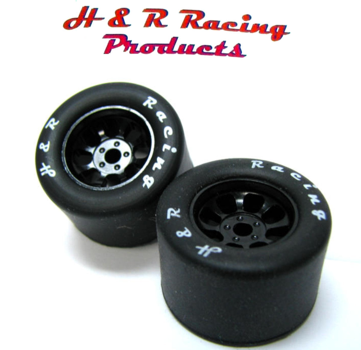 H&R Racing HR1112 Rear Silicone Tire 27×18 NASCAR Black Wheel 1/24 Slot Car