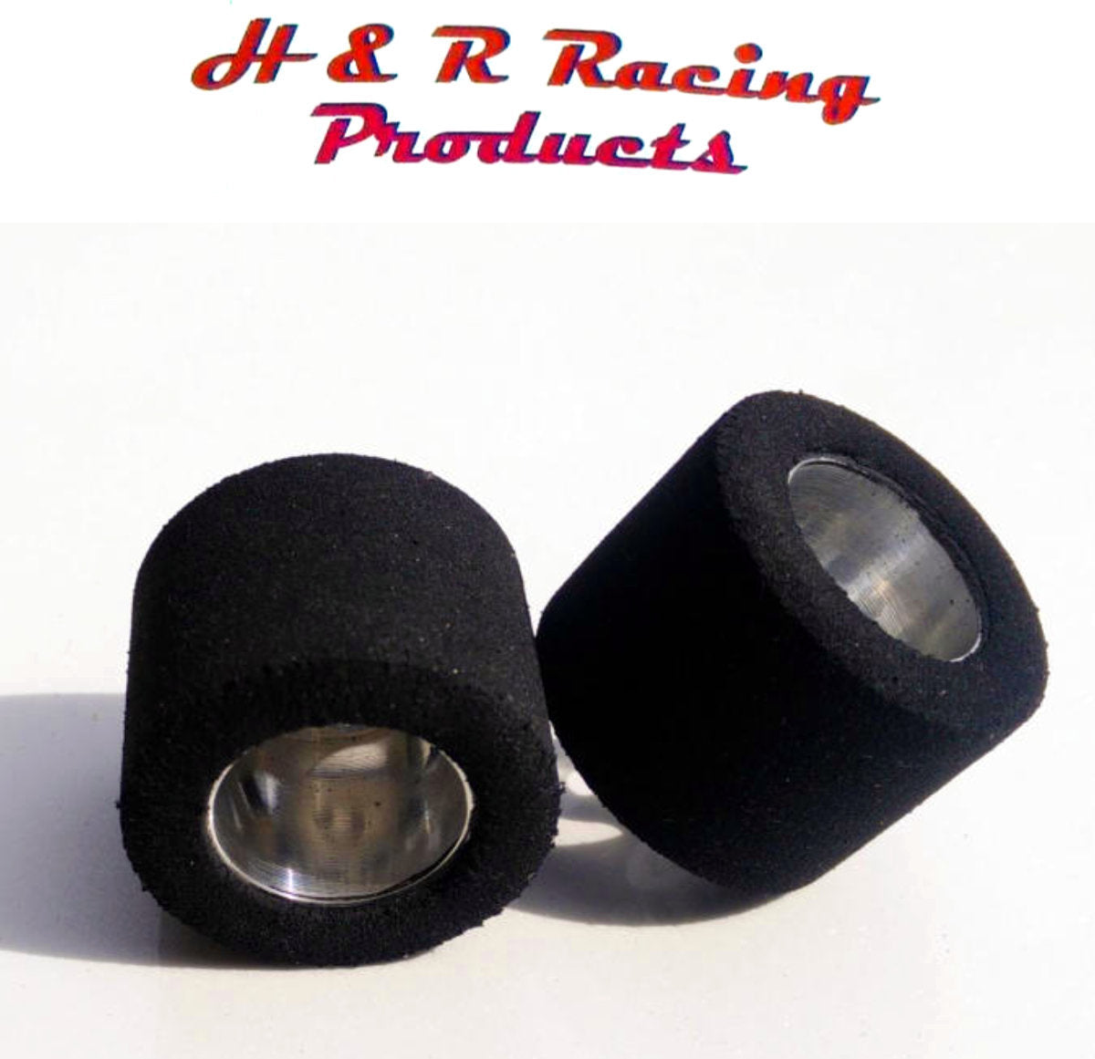 H&R Racing HR1206 Rear Fish Foam Tires 27×21 Silver Wheels 1/24 Slot Car