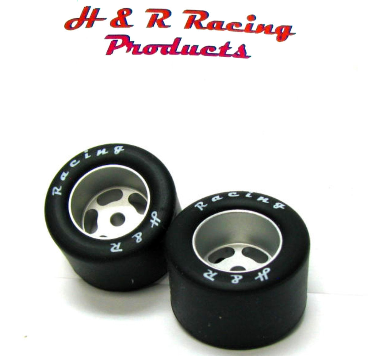 H&R Racing HR1303 Rear Rubber Tires 27×18 Wheels 1/24 Slot Car 1/8 Axle