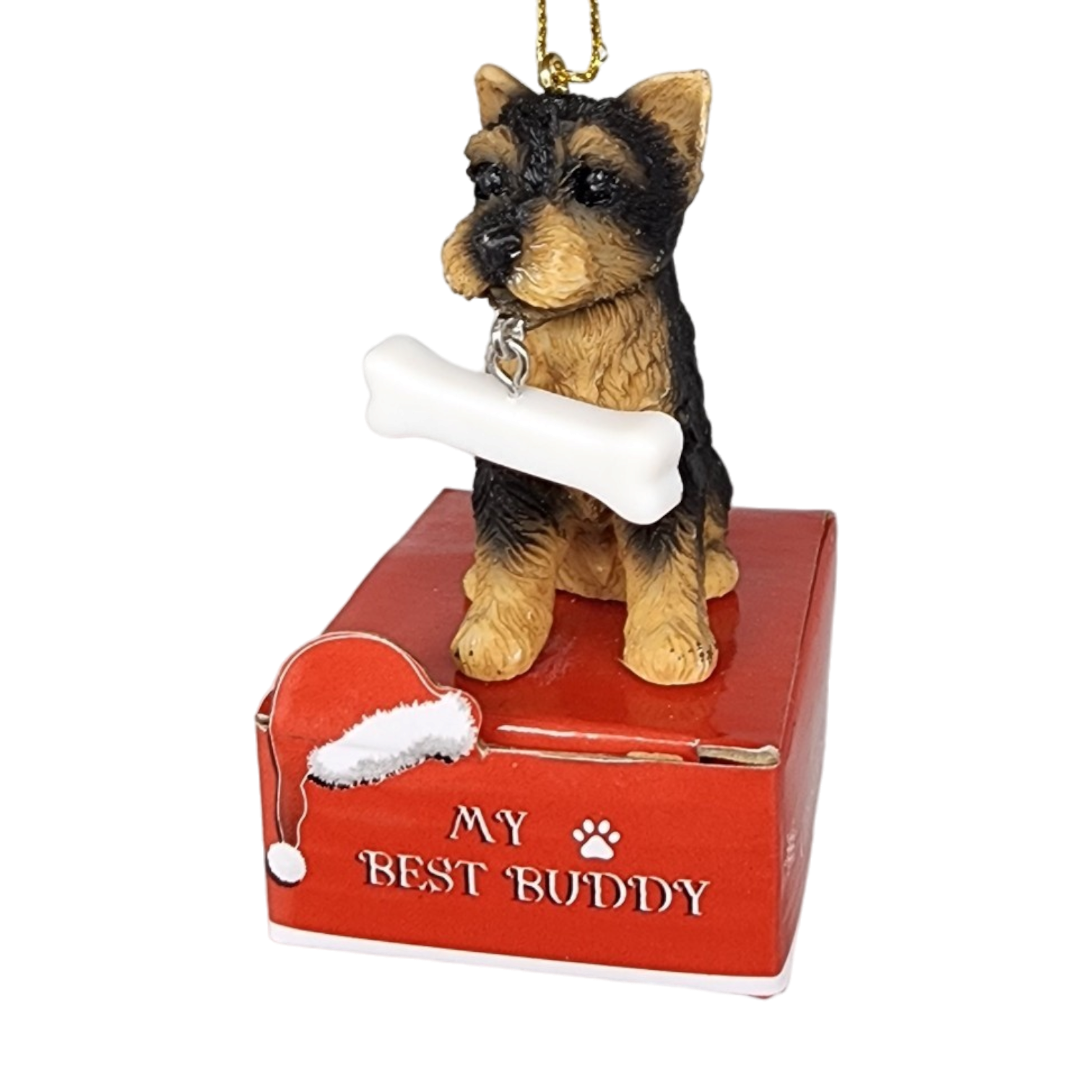 Yorkie Puppy with Bone Ornament