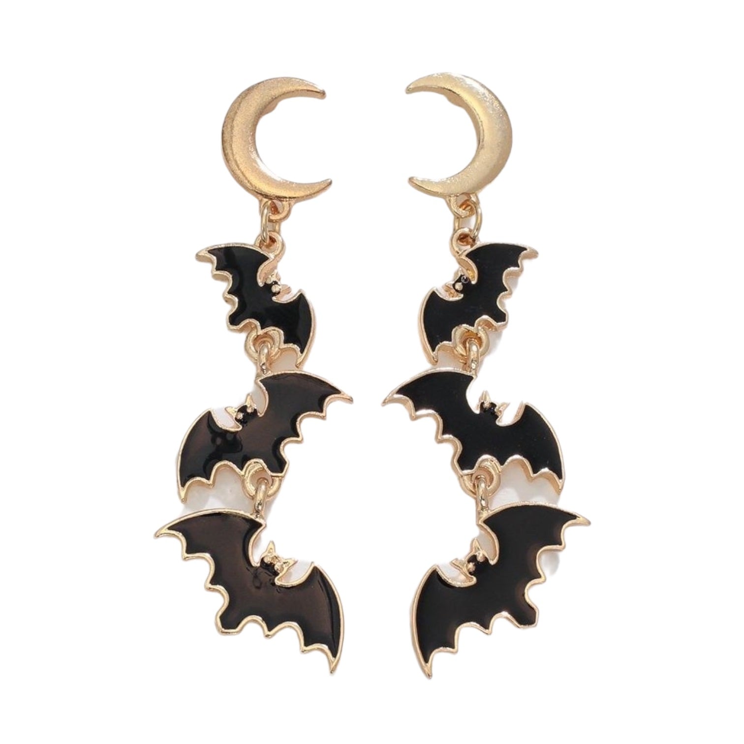 Black Bats and Gold Moon – Earrings