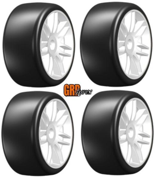 GRP GTH02-S1 GT T02 Slick S1 XXSoft Mounted Belted Tires (4) 1/8 Buggy WHITE