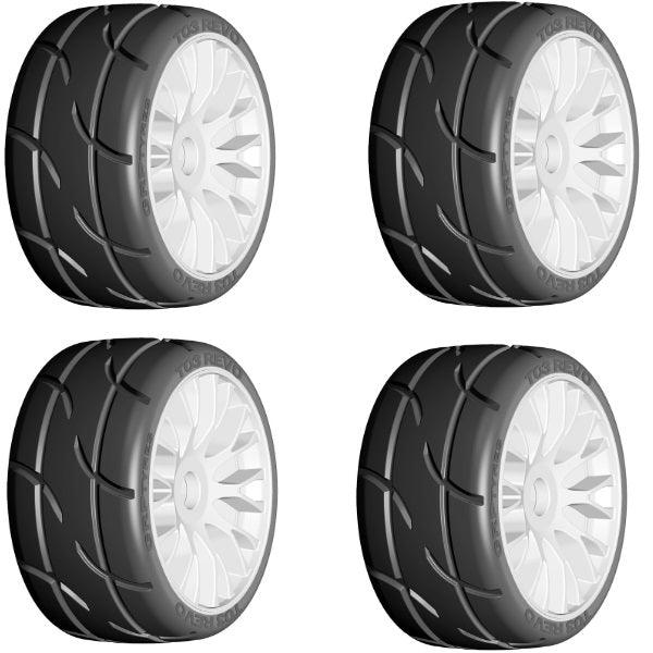 GRP GTJ03-XM7 1/8 GT T03 REVO MEDIUMHARD Mounted Tires Wheels (4) WHITE