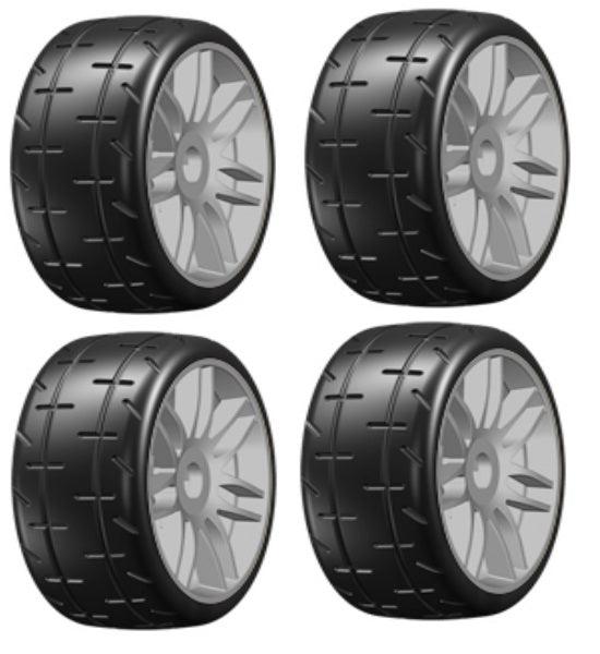 GRP GTK01-S3 GT T01 REVO S3 Soft Belted Mounted Tires (4) 1/8 Buggy Silver