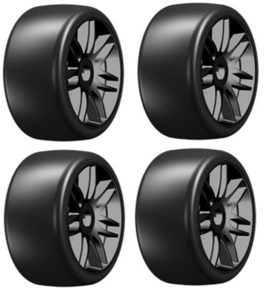 GRP GTX02-S5 GT T02 Slick S5 Medium Mounted Belted Tires (4) 1/8 Buggy BLACK