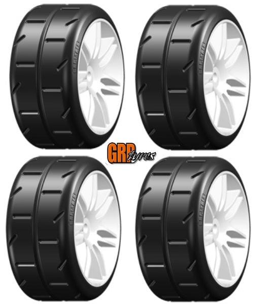 GRP GWH02-S7 W02 REVO Mounted Belted S7 Medium Tires / White Wheels (4) 1/5