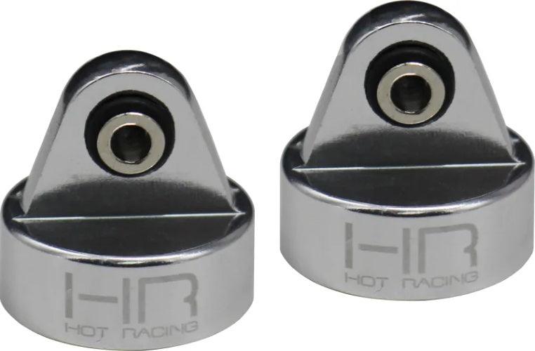 Hot Racing RVO156A08 Aluminum Shock Caps (Silver) (2) Traxxas 1/10 GTR Shocks