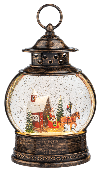 Swirling Lighted Glitterdome – Santa …