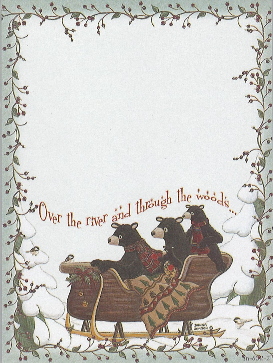 Sticky Note Pad – Bears in a Sleigh