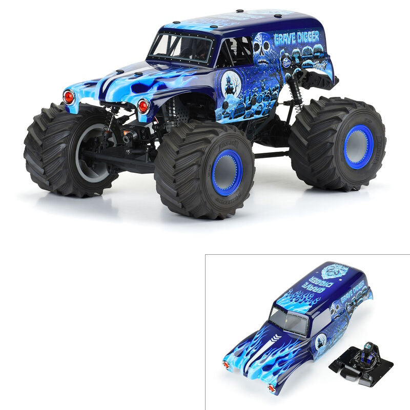 Pro-line 3593-131/10 Grave Digger Fire Blue Painted Body Set Losi LMT