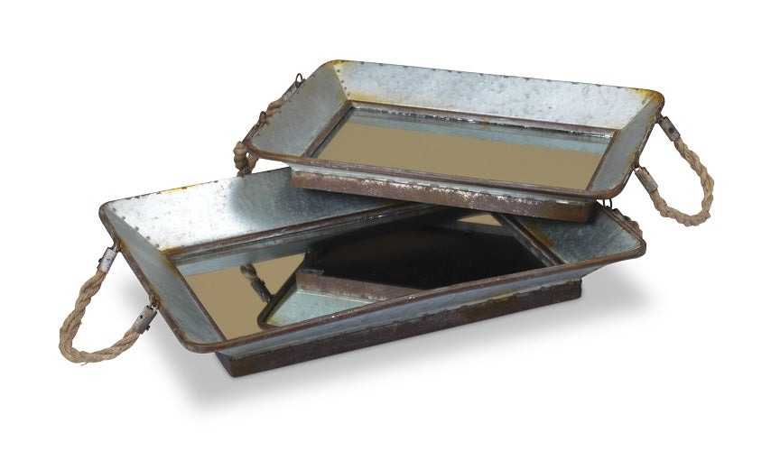 Galvanized Metal Mirror Tray – 2 Piec…