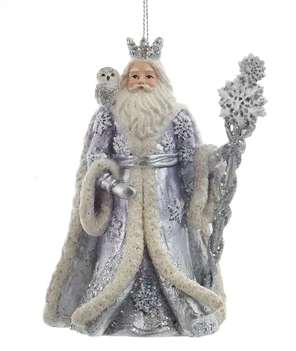 Lavender Blue and Silver Santa With Owl